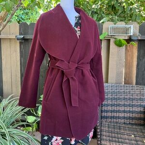 Deep wine wrap around coat